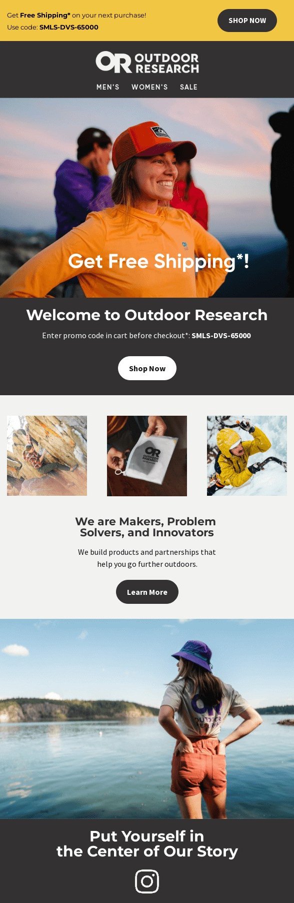 best welcome emails: outdoor research
