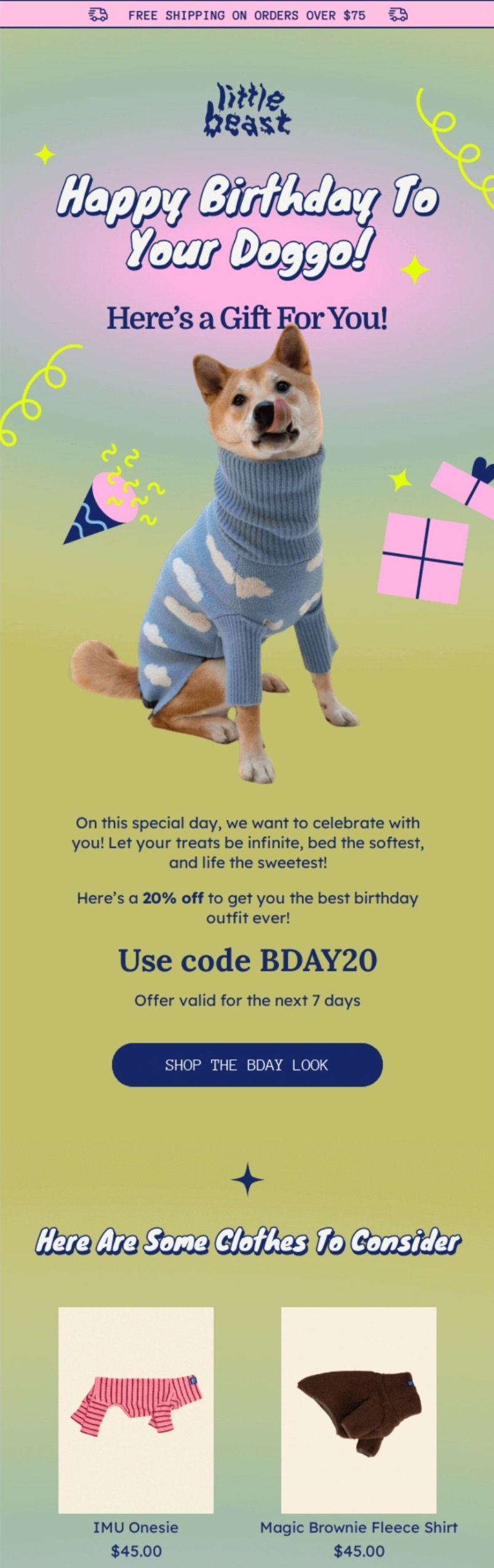 birthday email examples: little beast
