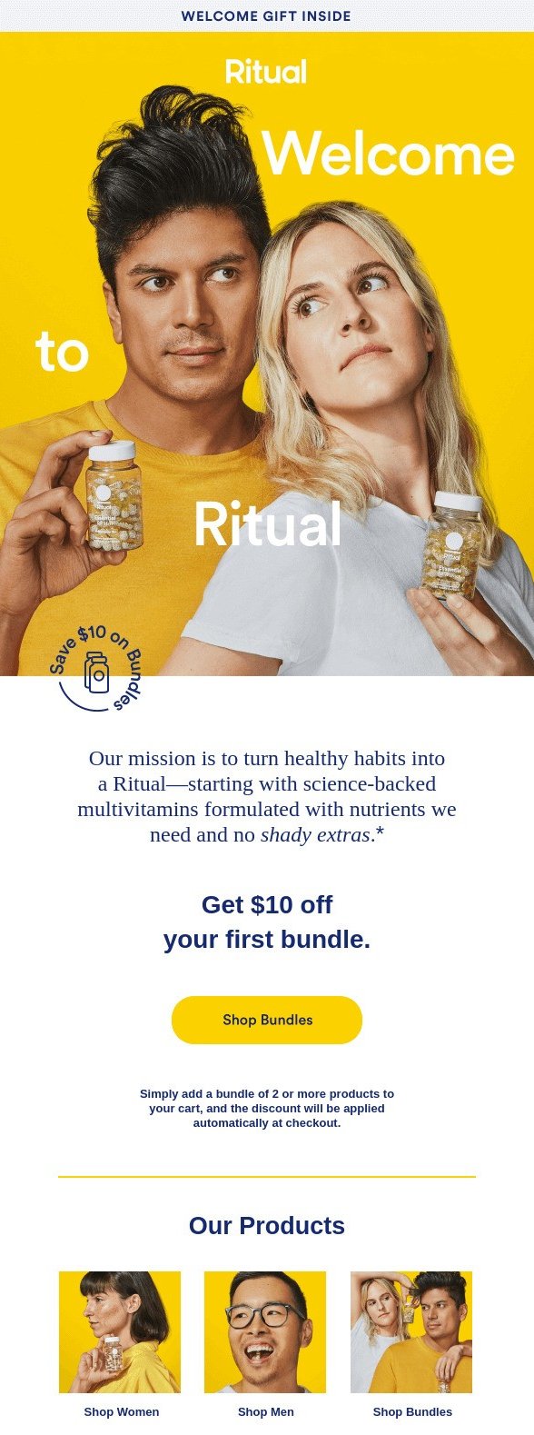 best welcome emails: ritual