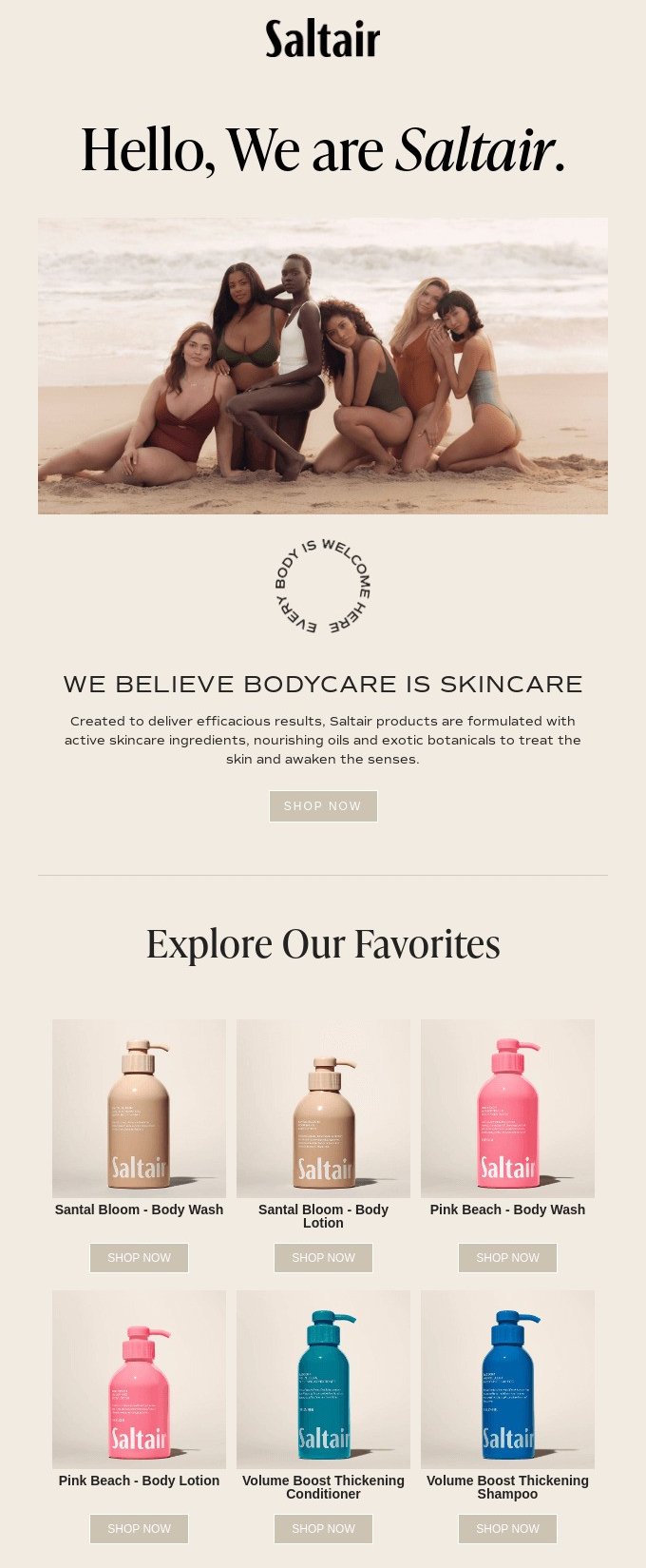 best welcome emails: saltair