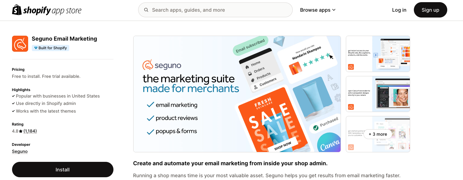 Best email marketing for Shopify: Seguno