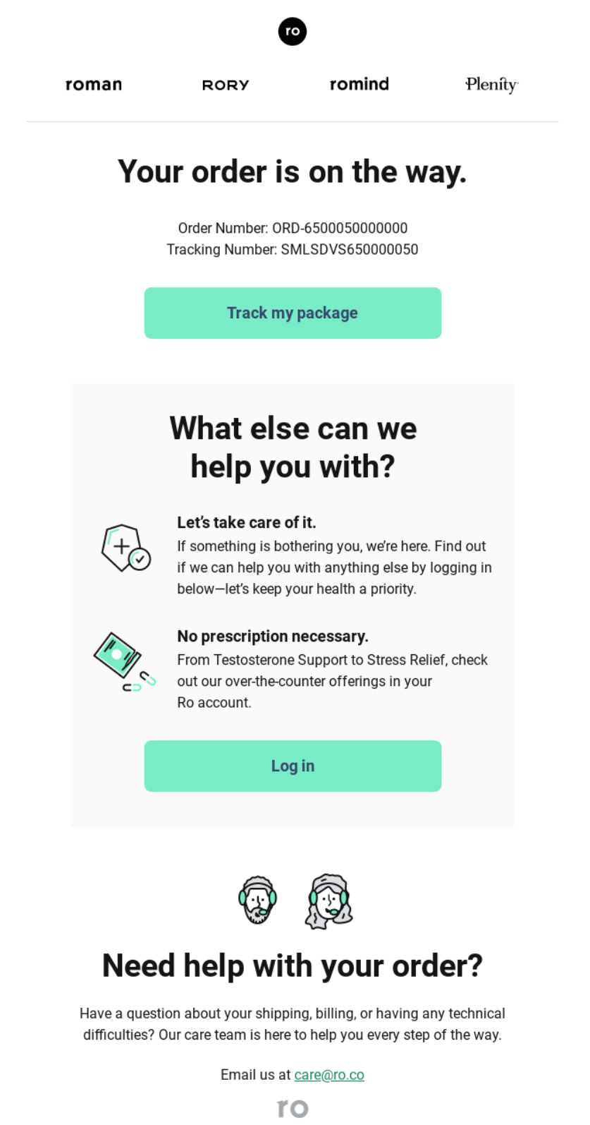 shipping confirmation email