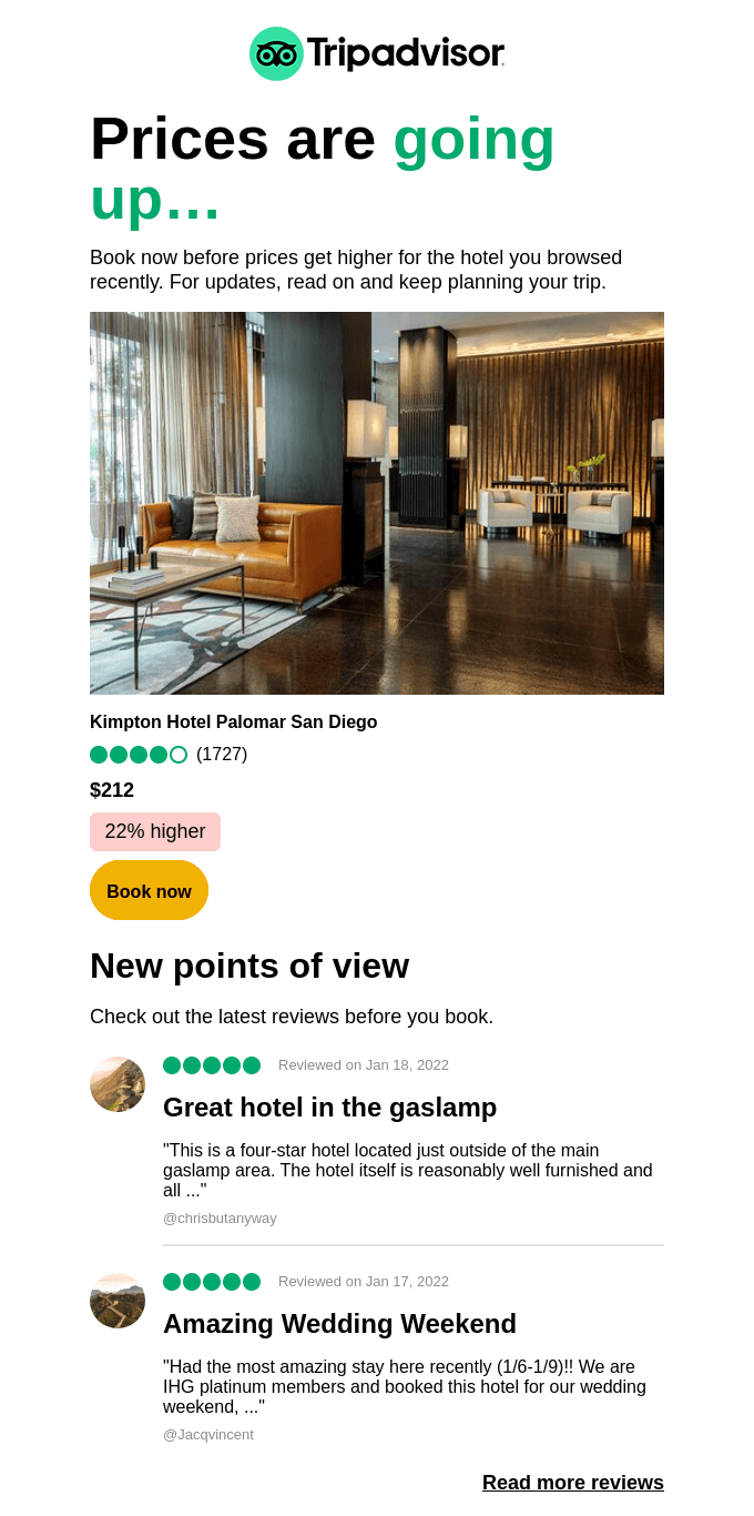 hotel email marketing: tripadvisor