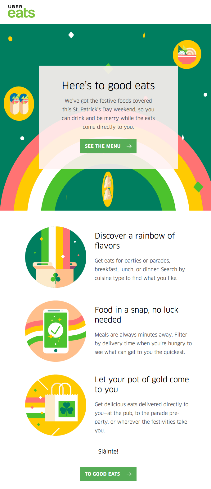 Email marketing campaign example: Uber eats