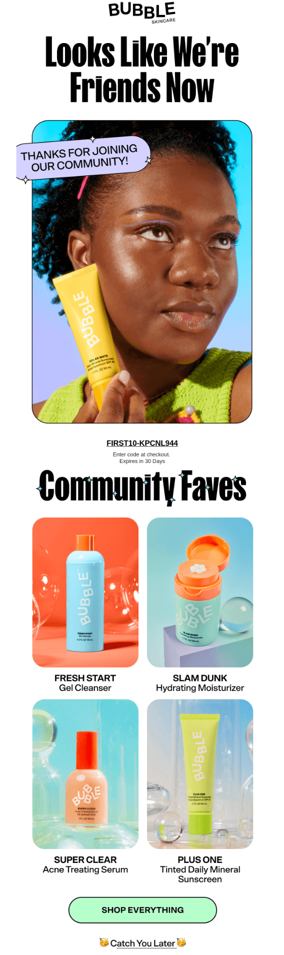 best welcome emails: bubble