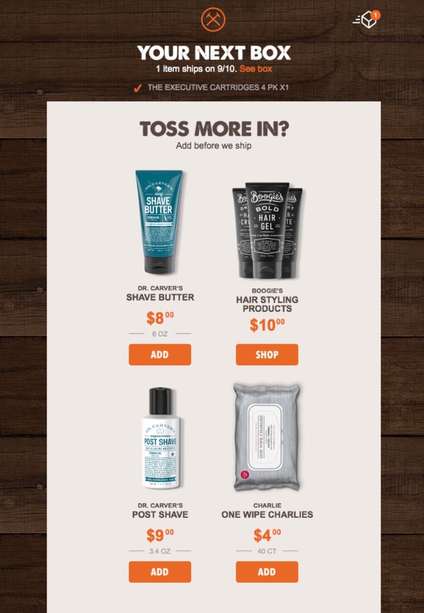 upsell and cross-sell email