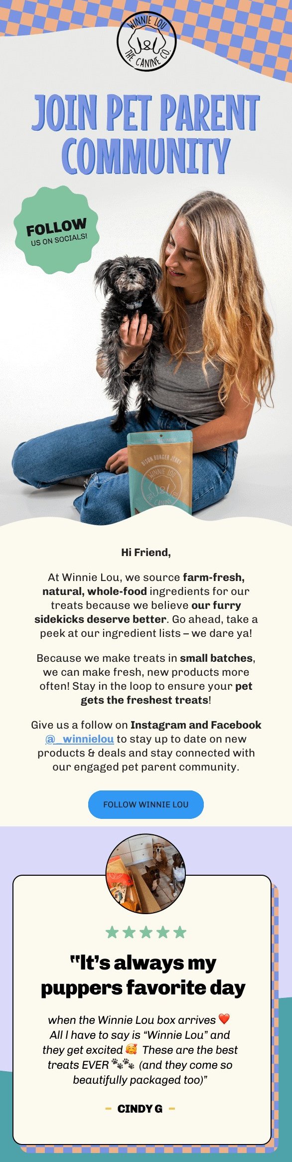 best welcome emails: winnie lou