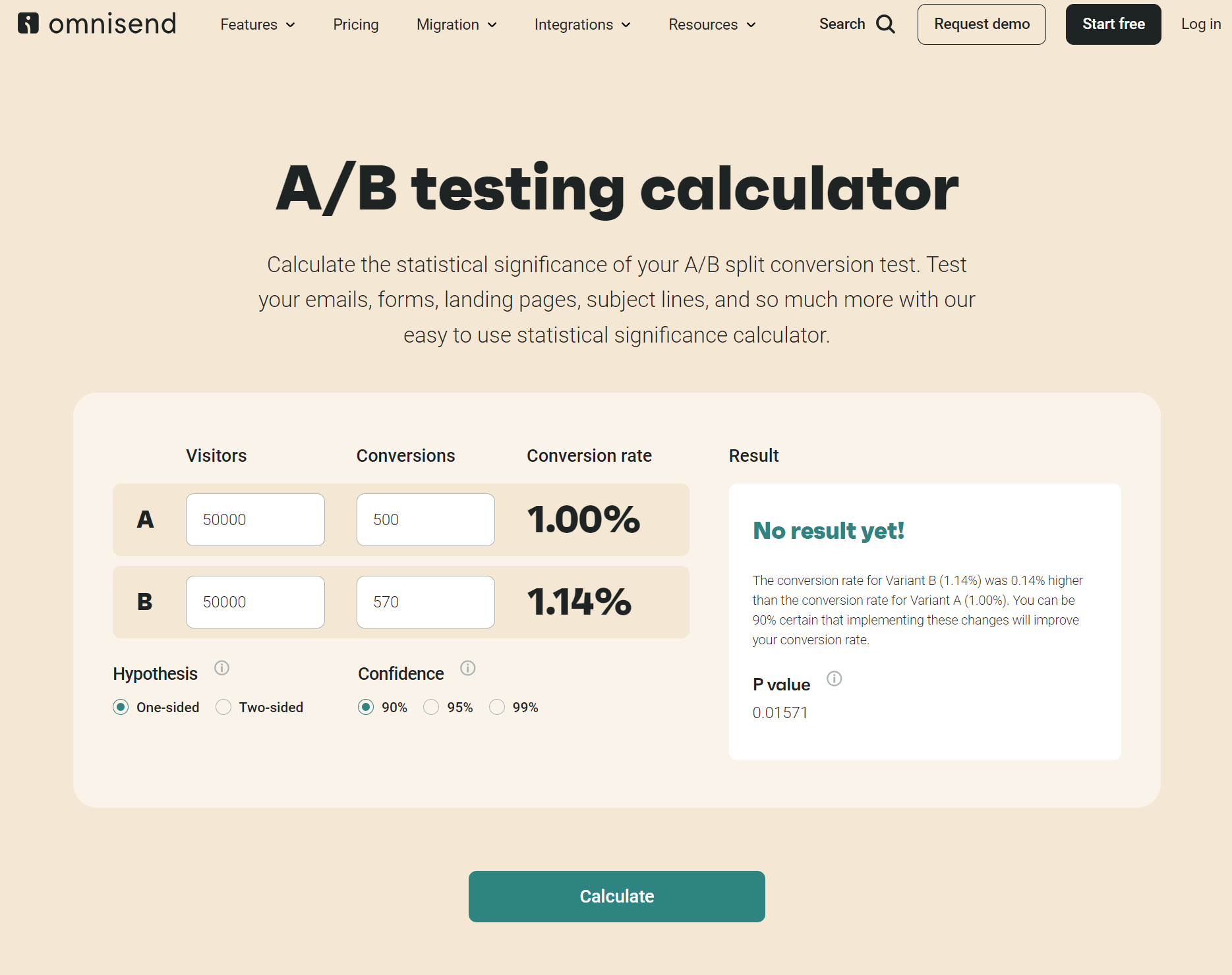 a/b testing calculator