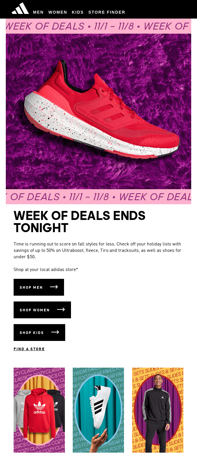 Email marketing campaign example: Adidas