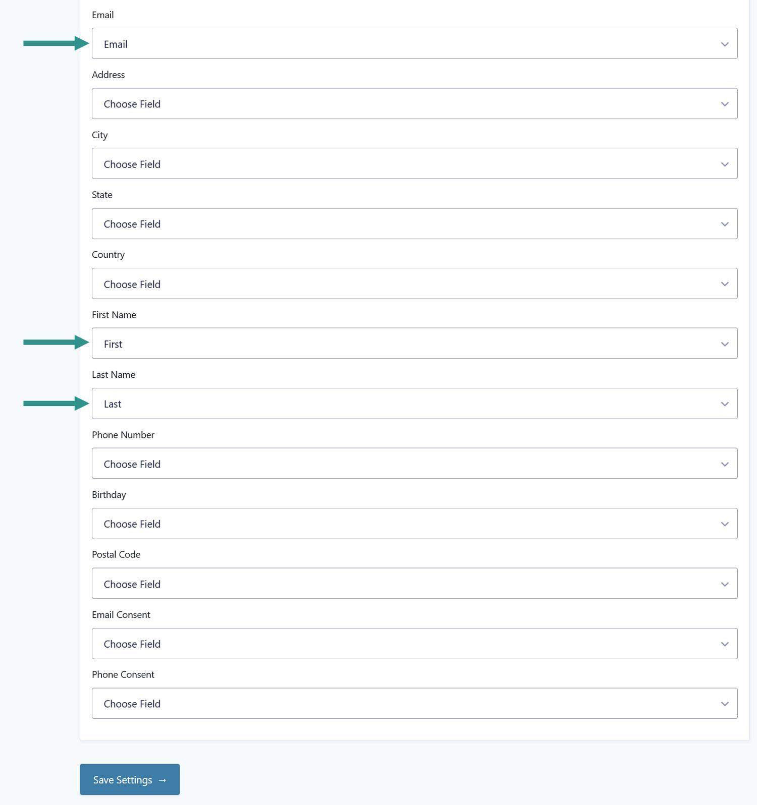 Assigning form fields