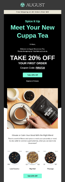 Franchise email marketing example from august