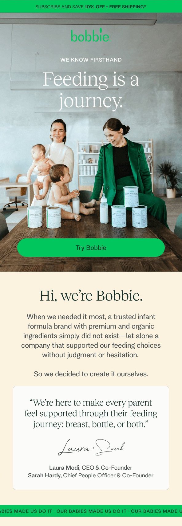 best welcome emails: bobbie