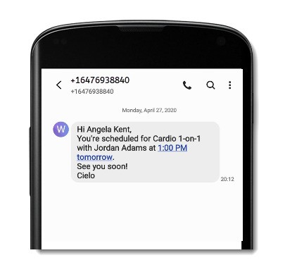 booking confirmation sms