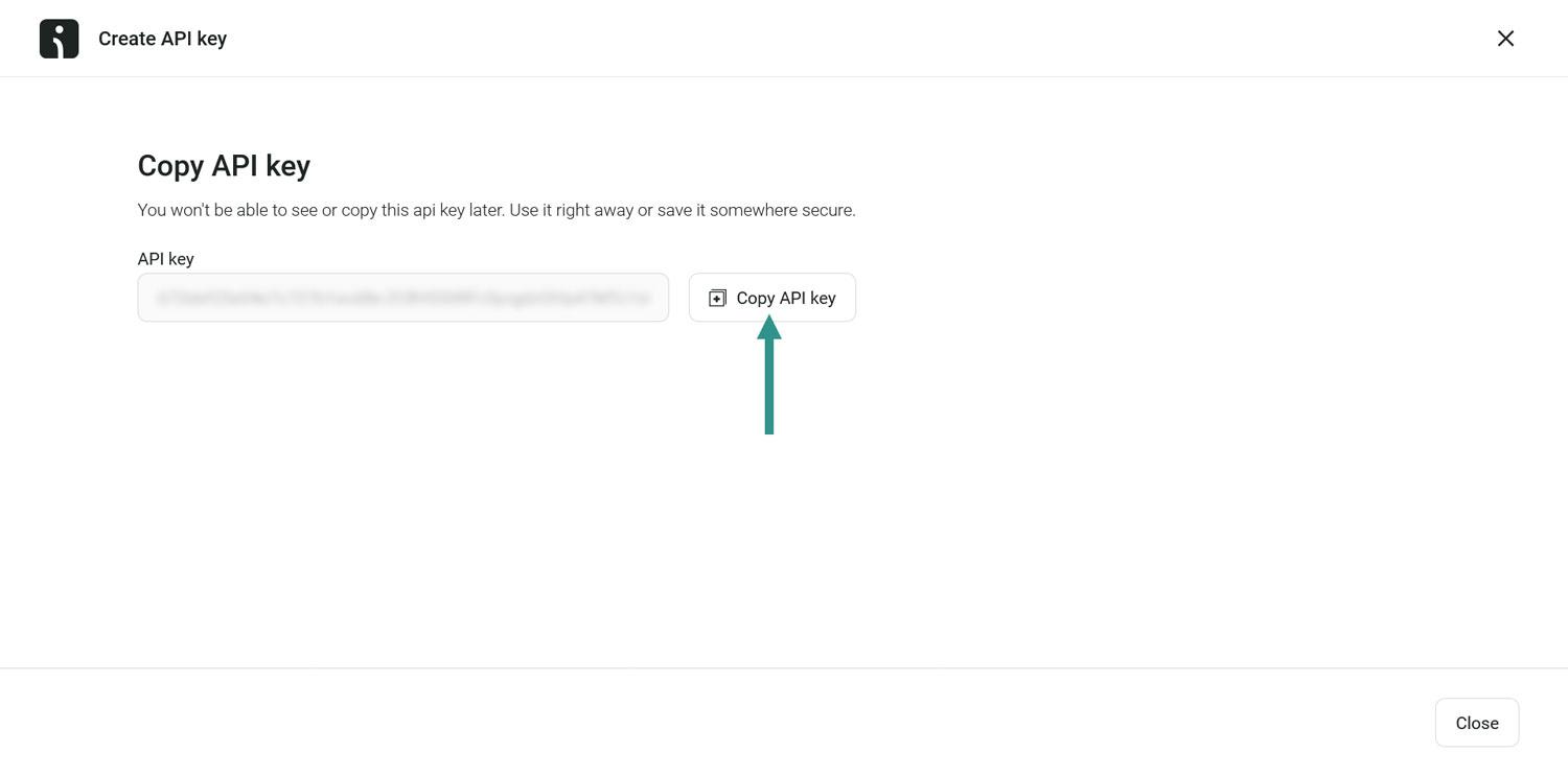 Copy API key