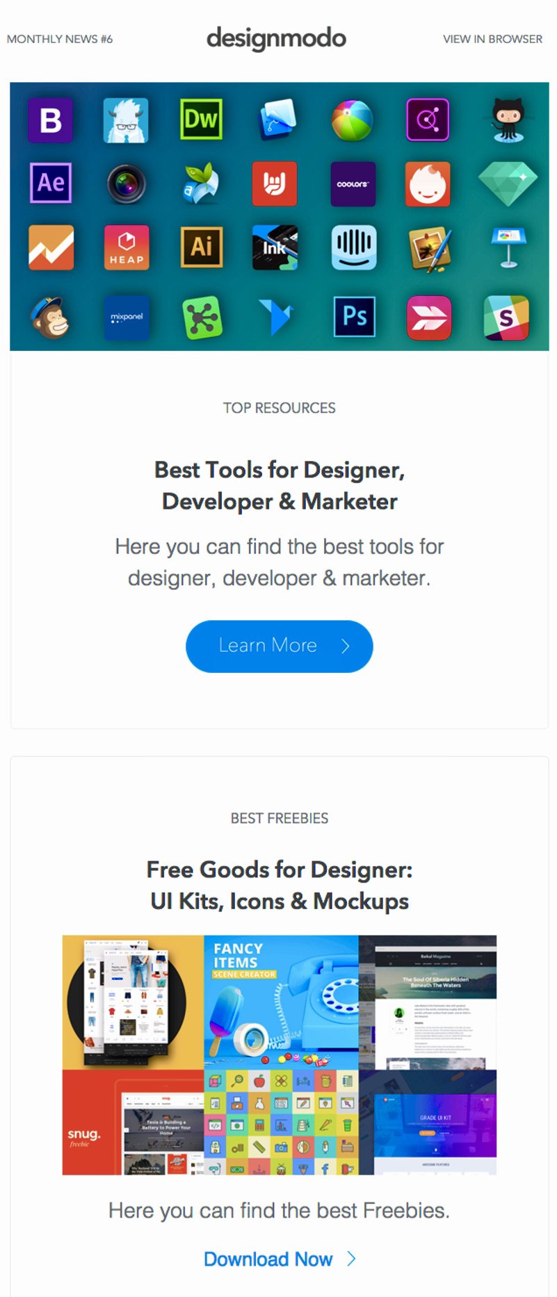 email marketing and seo: designmodo high-value content