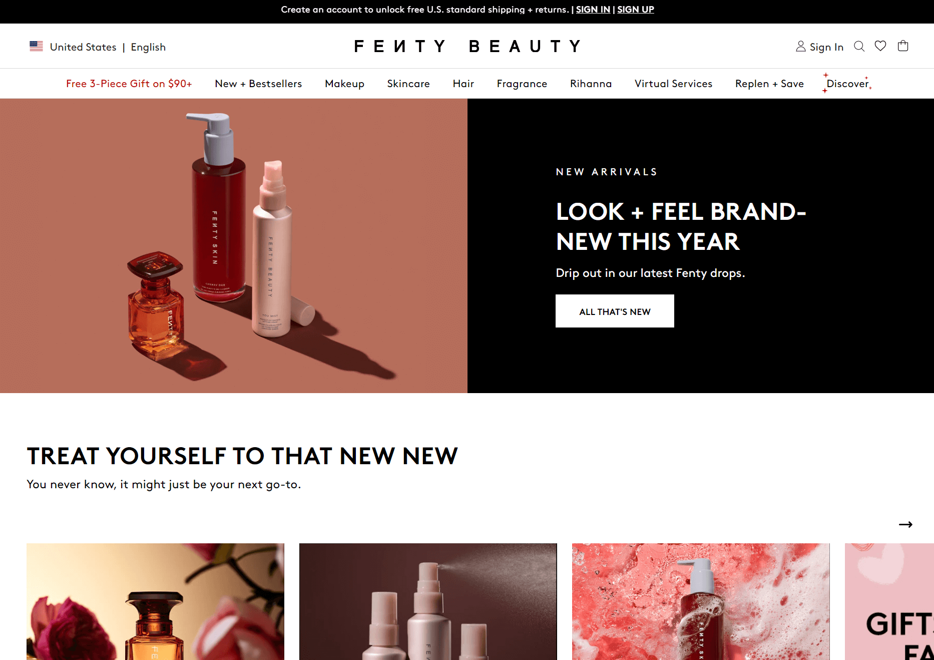 shopify beauty store examples: fenty beauty