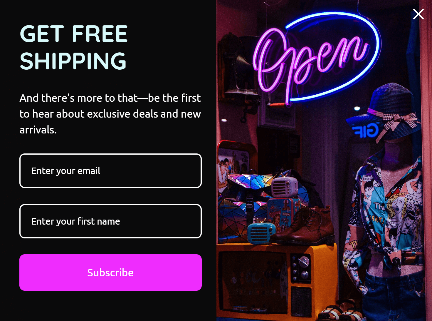 popup example from Omnisend