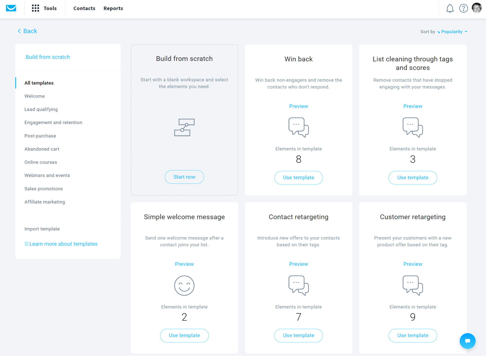 getresponse vs. mailchimp: getresponse automation templates