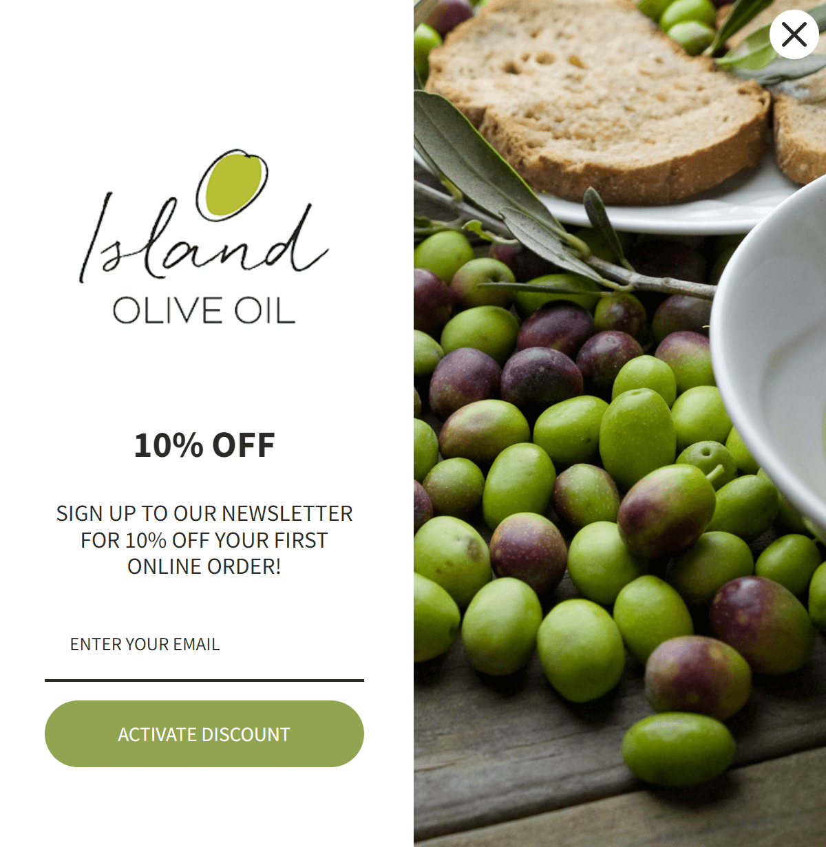 island olive oil popup