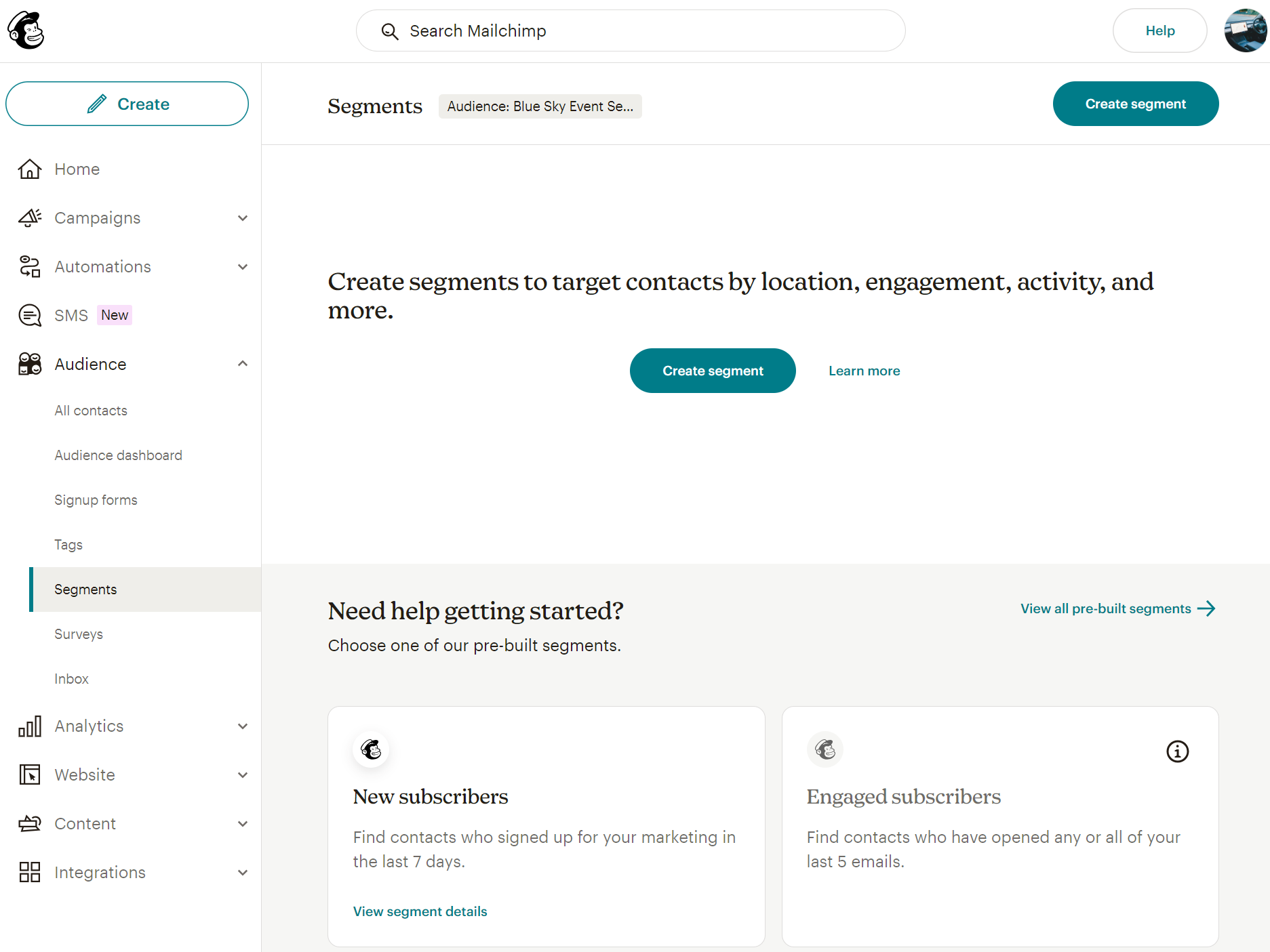 mailchimp segments