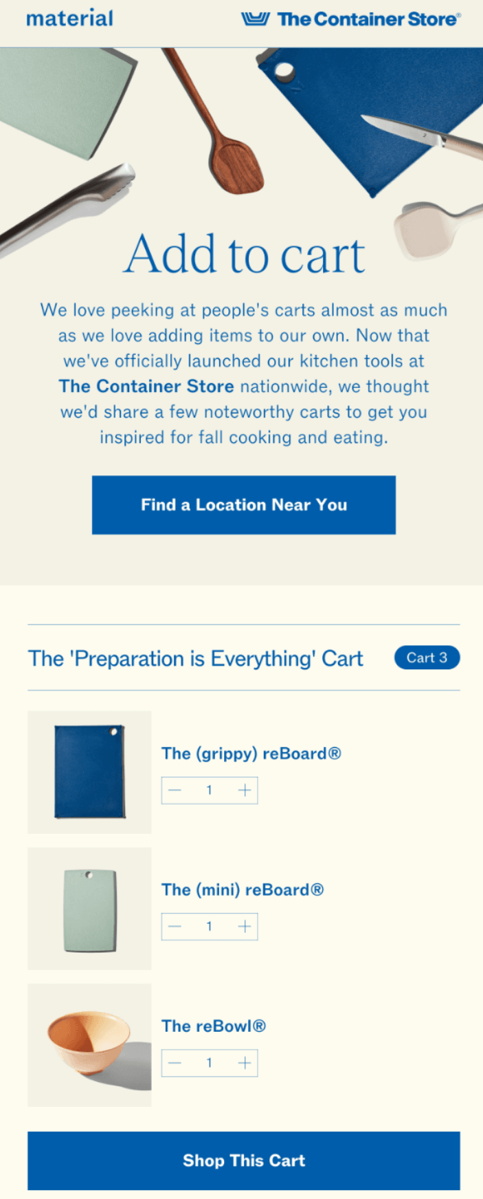 product recommendation email example: material