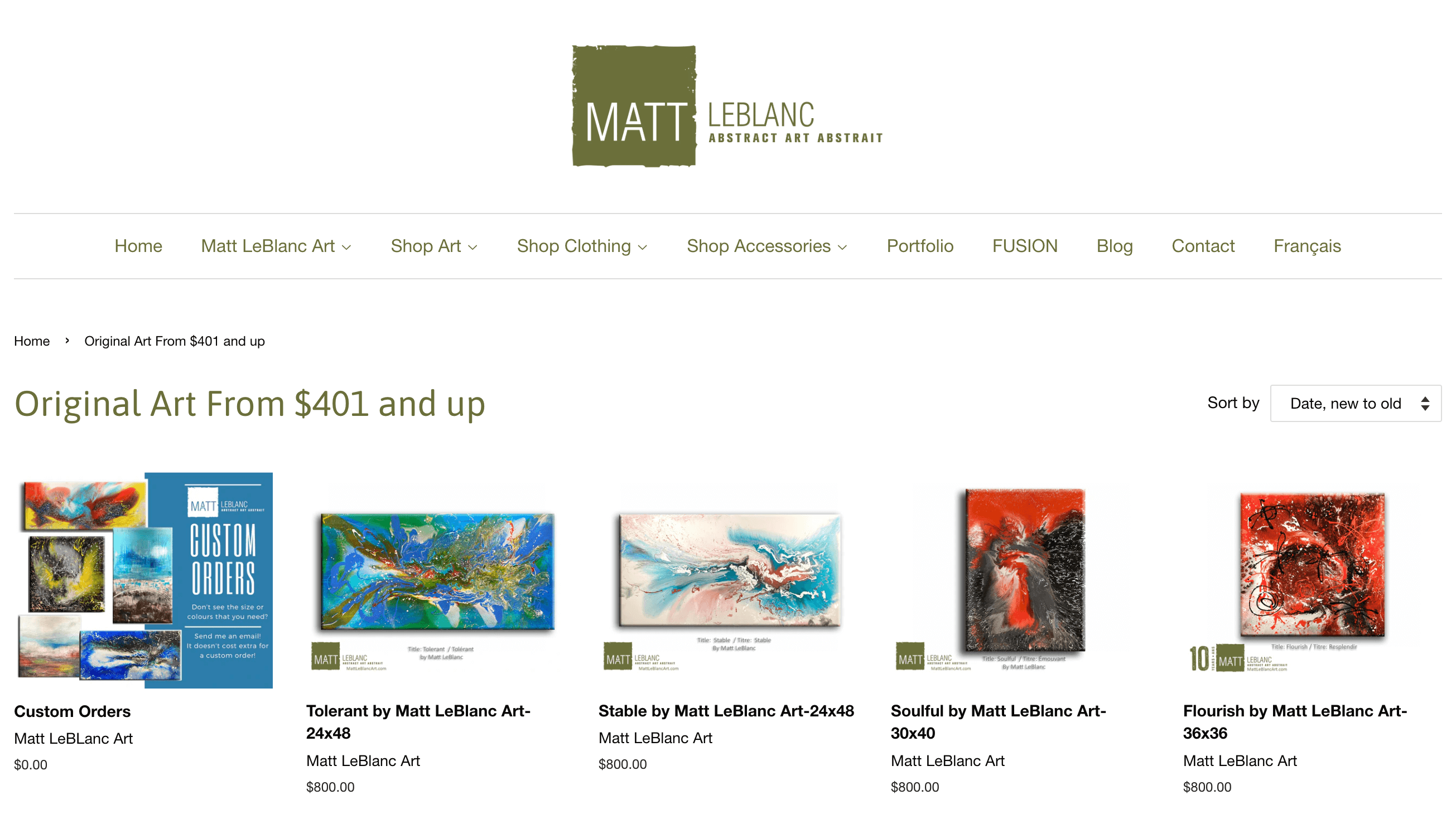 shopify art stores: matt leblanc art