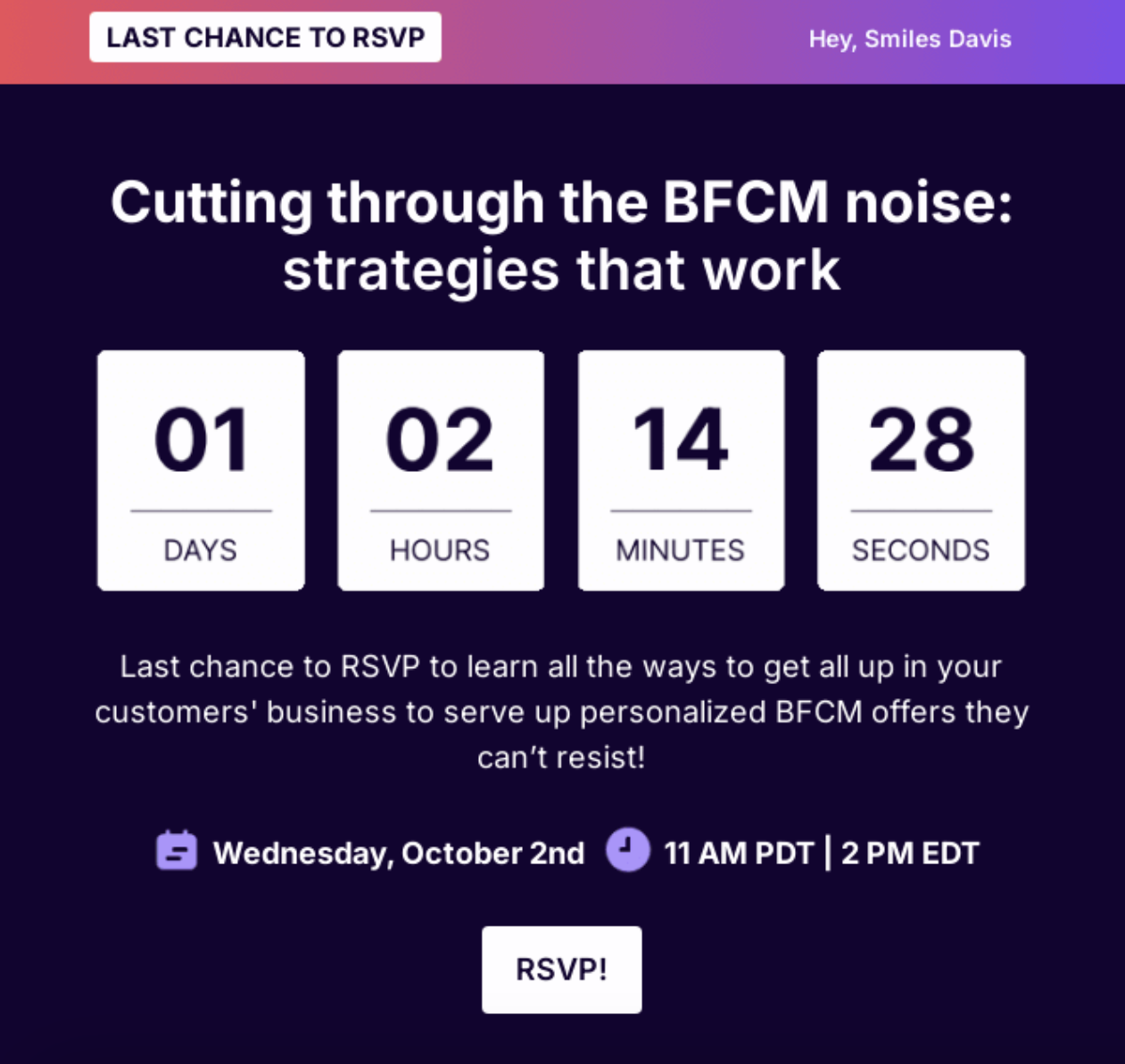 webinar invitation email: sense of urgency