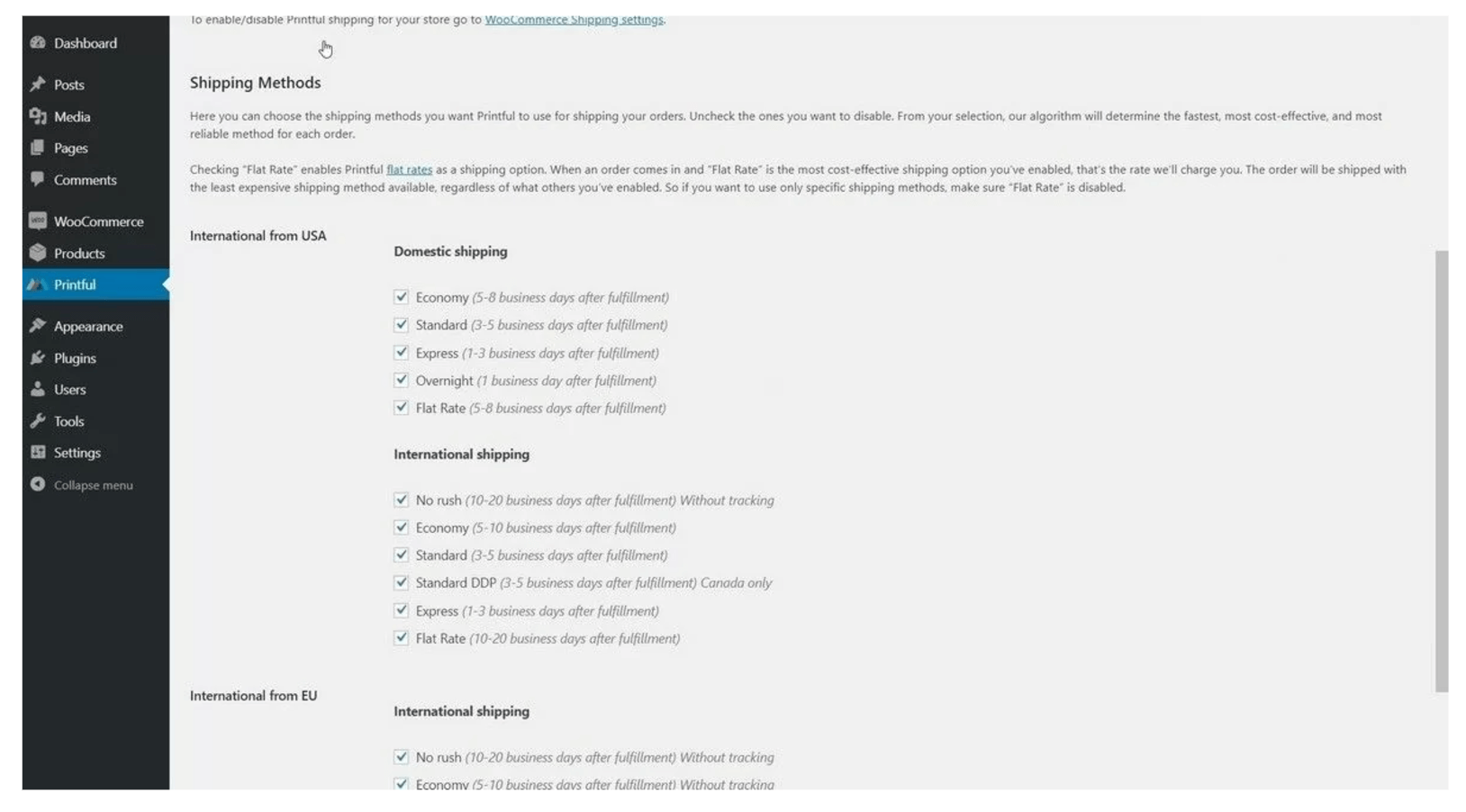shipping methods
