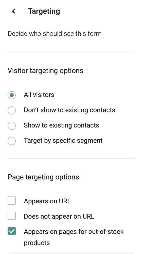 targeting settings