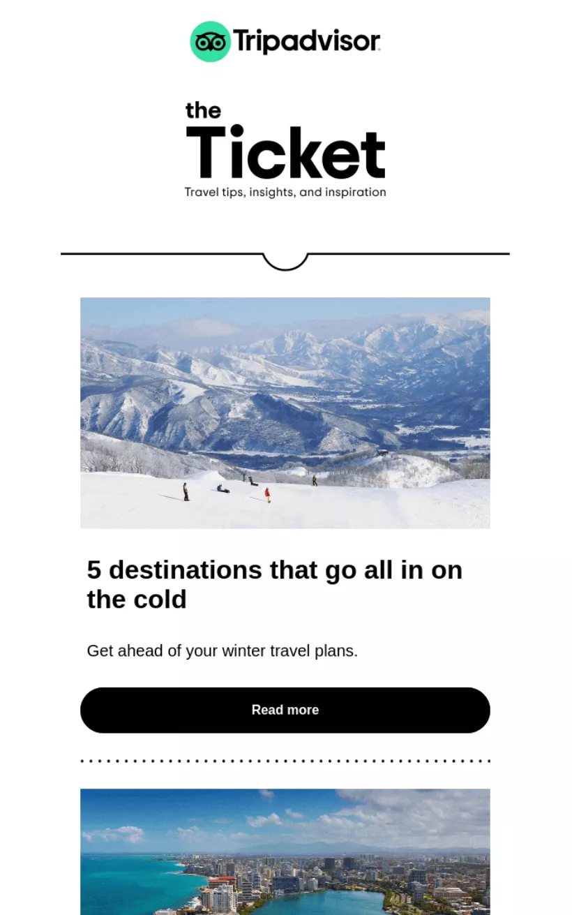 lead nurturing examples: tripadvisor