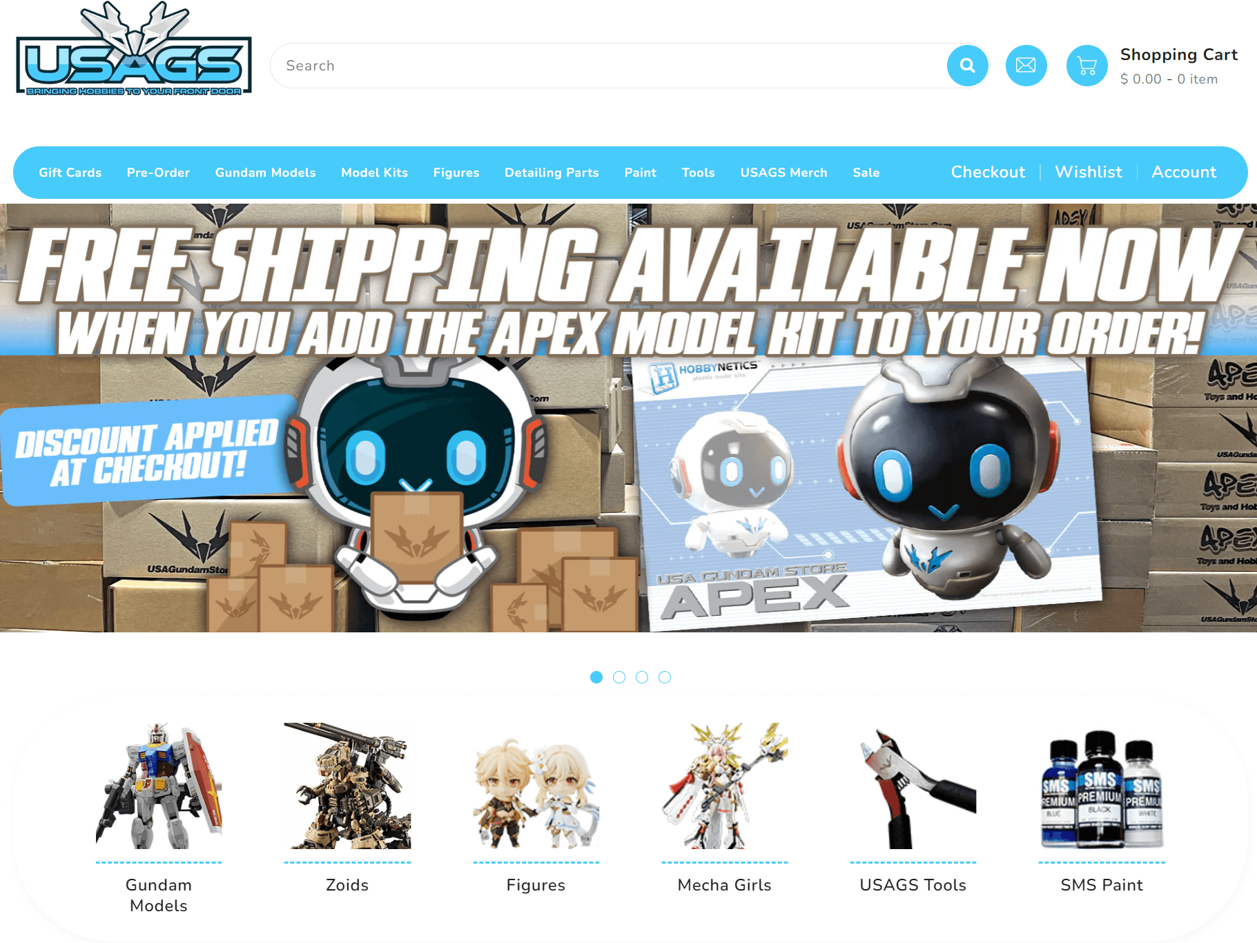 USA Gundam Store homepage