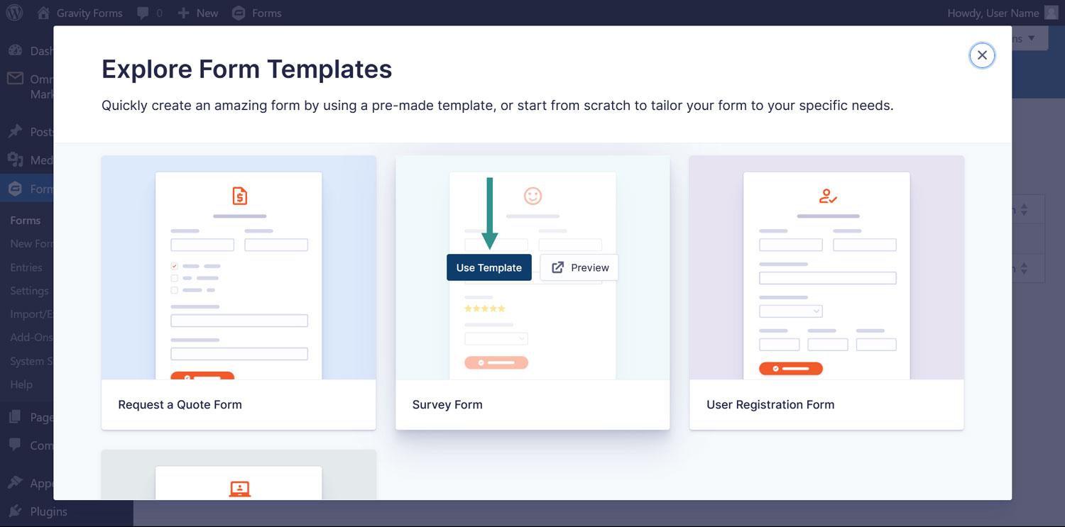 Using Gravity Forms survey templates