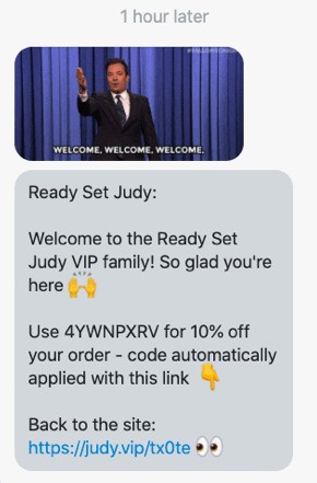 text message template example: welcome SMS template