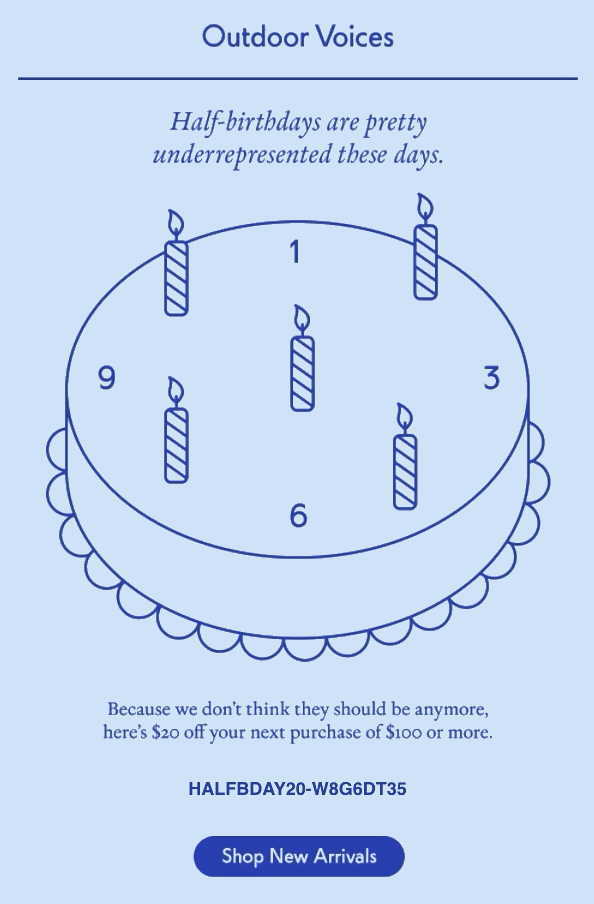 birthday email examples: outdoor voices