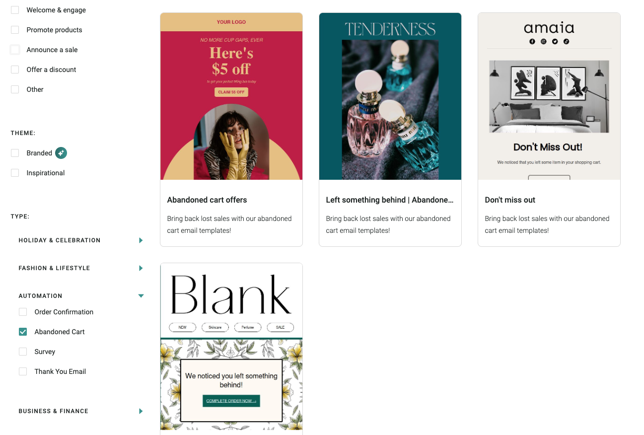 Woocommerce automated emails: Abandoned cart email templates in Omnisend