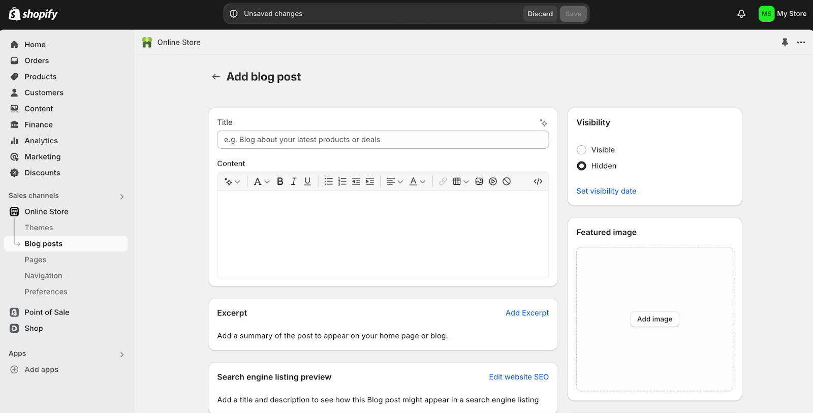 Adding a blog post on Shopify