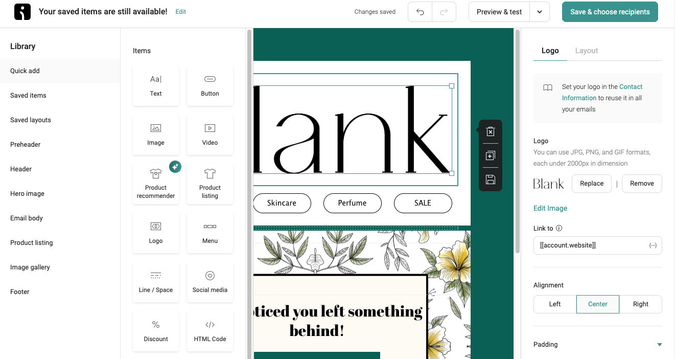 Customizing email template