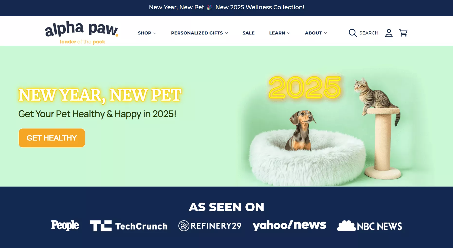 best Shopify pet store examples: Alpha Paw