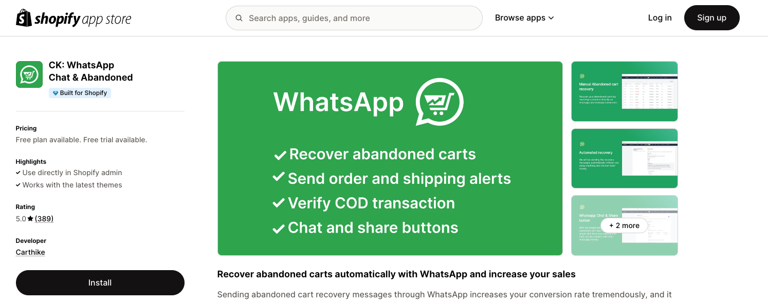 CK WhatsApp Chat & Abandoned