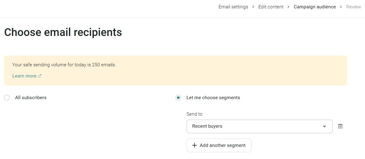 Choosing email recipients