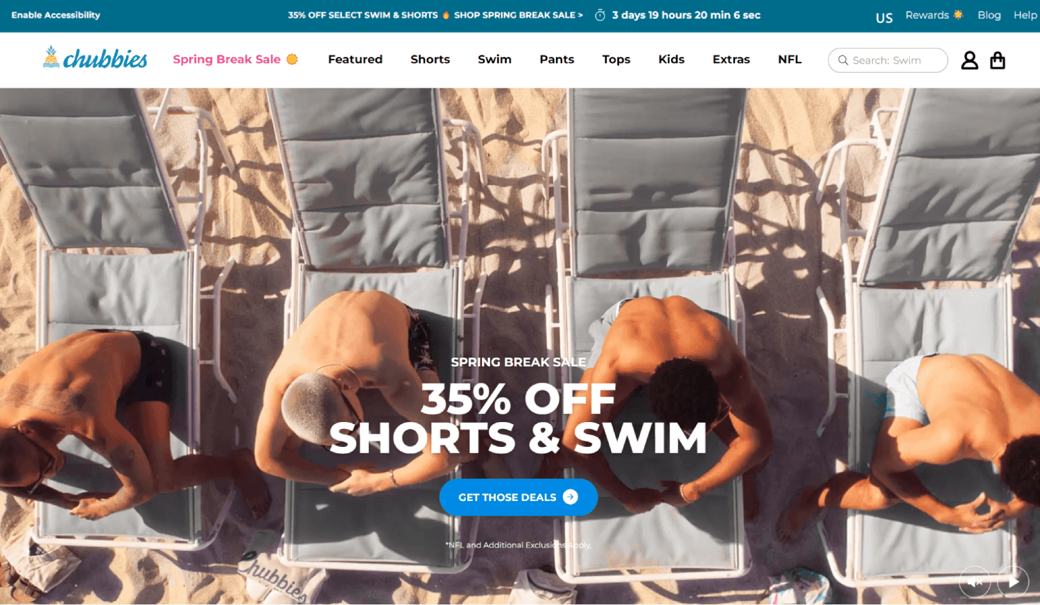 Chubbies homepage