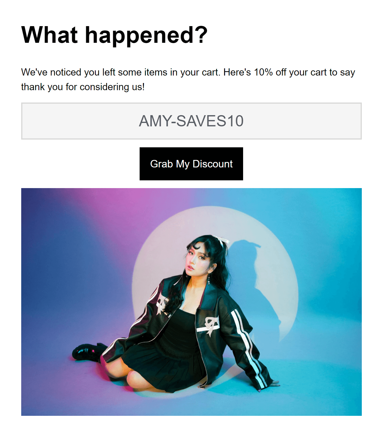 Example of abandoned cart email built in Omnisend