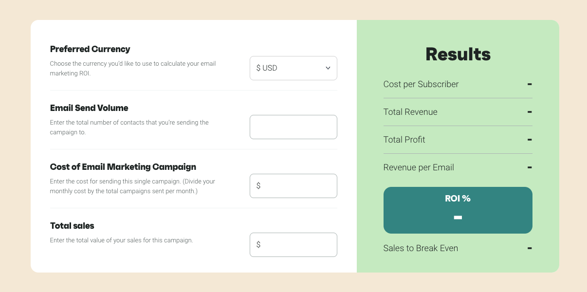 Omnisend email ROI calculator