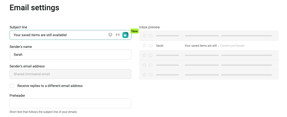 Email settings