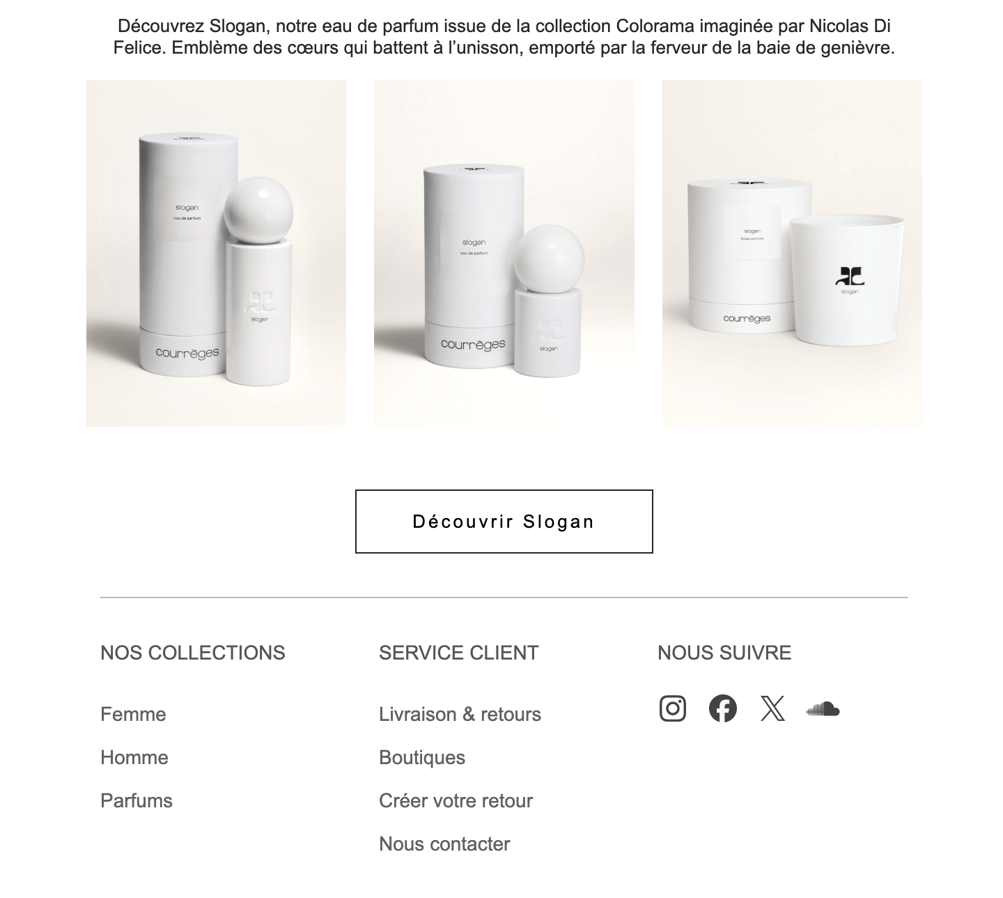 Email translation for a global audience example from Courrèges