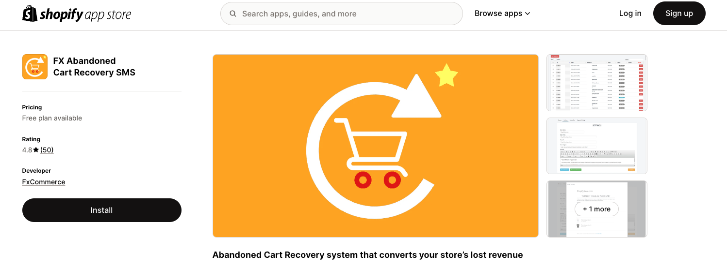 FX Abandoned Cart Recovery SMS