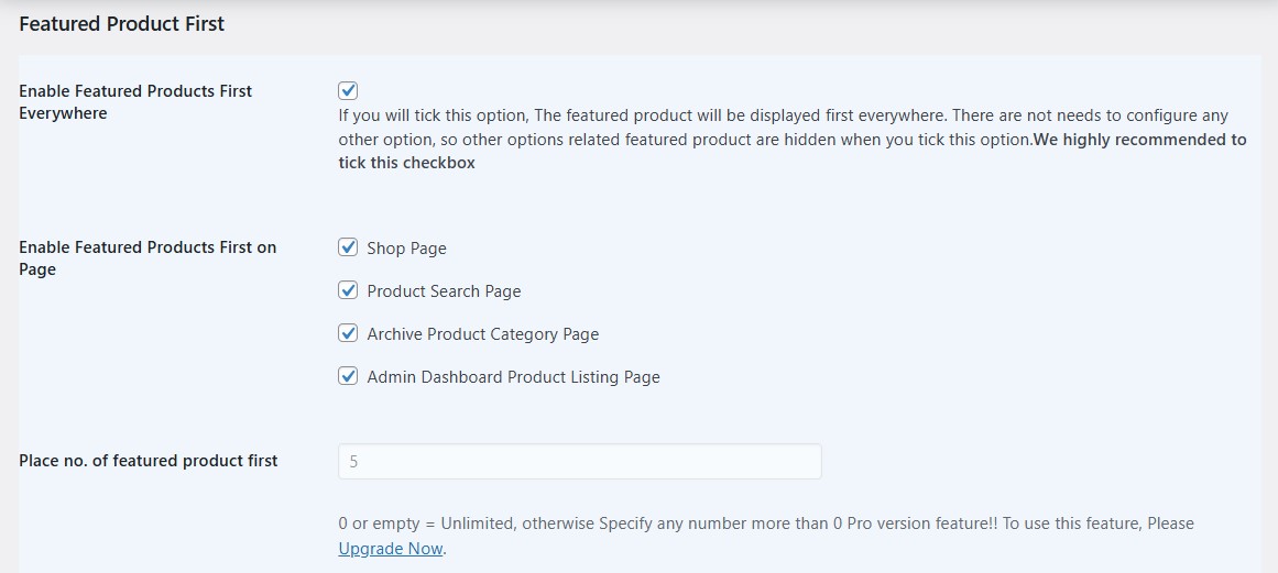 WooCommerce featured product first plugin