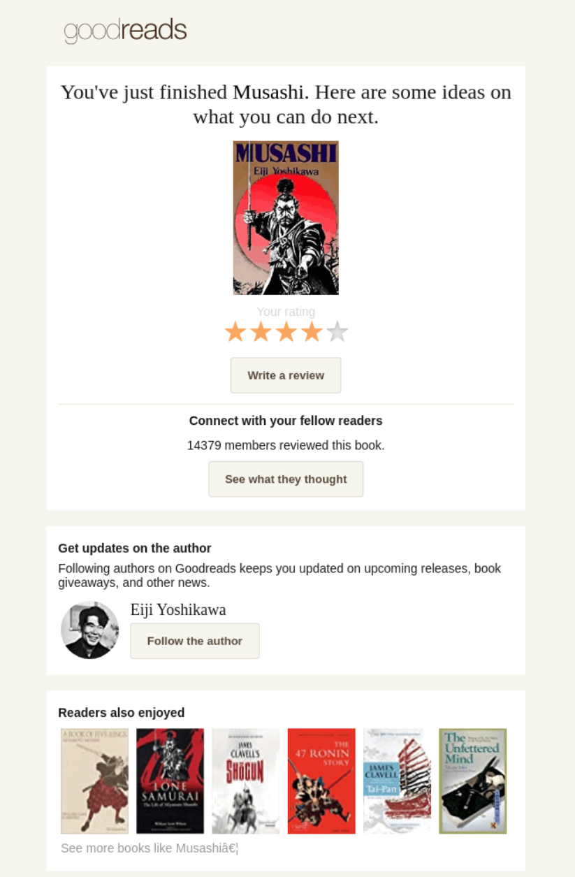 Goodreads reading recommendation email
