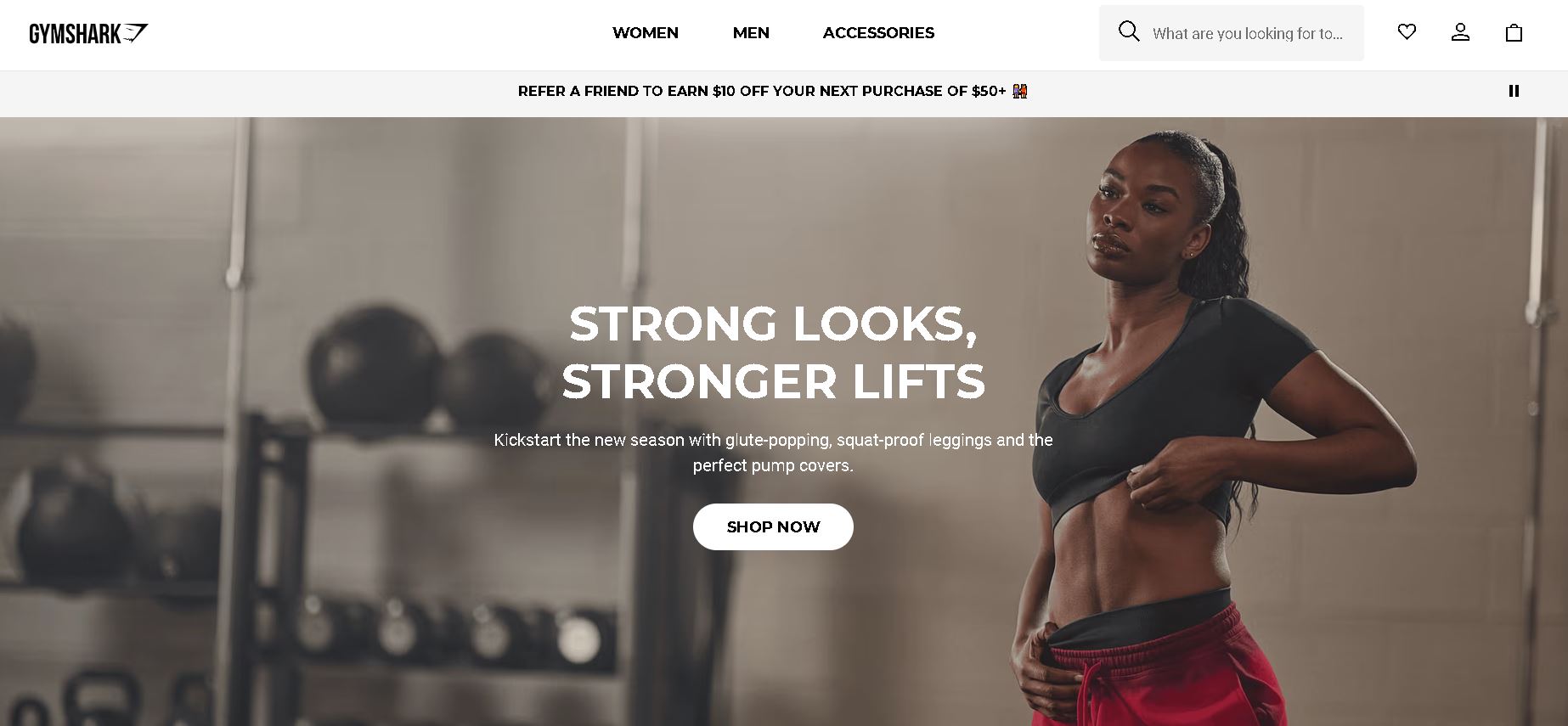 Shopify fitness store example: Gymshark homepage