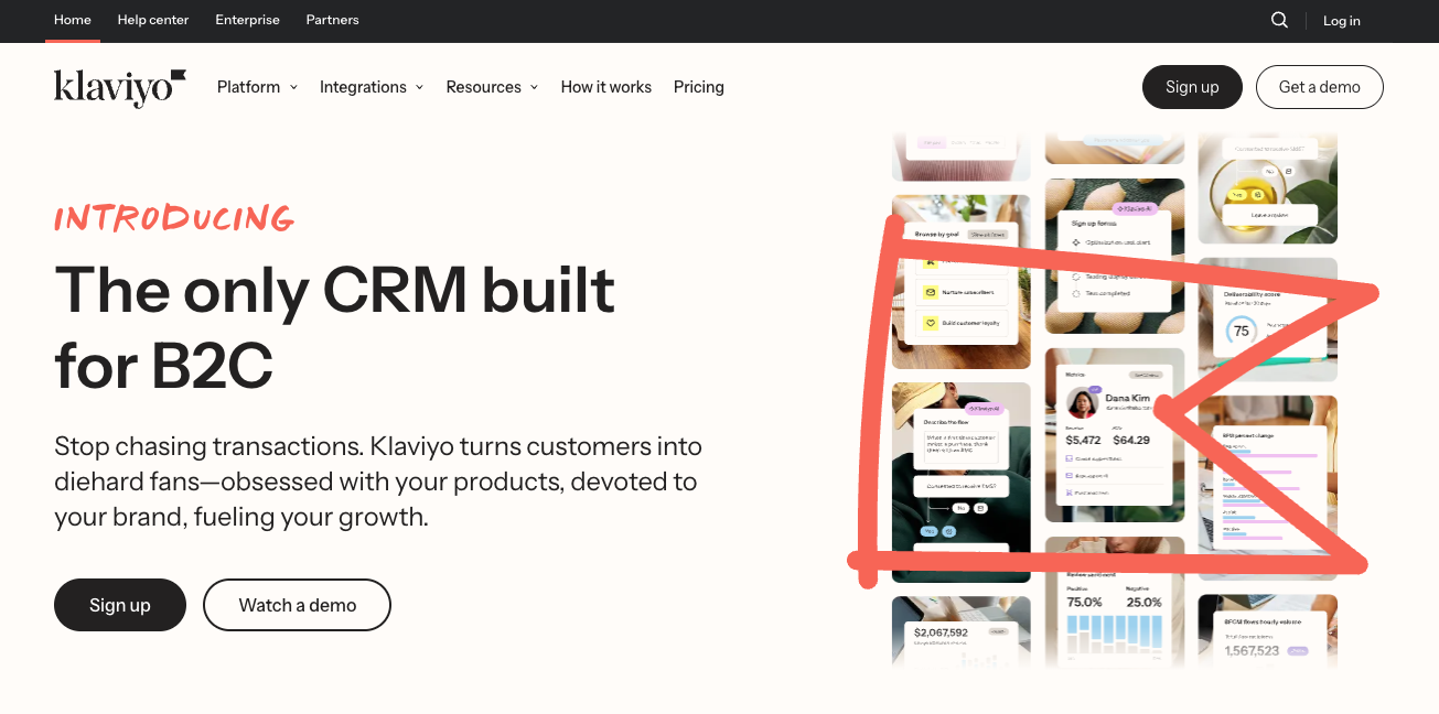 Klaviyo homepage